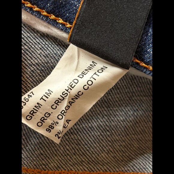 Nudie Jeans 33 x 32 Mens Blue Grim Tim Button Fly Crushed Denim 5 Pocket - Picture 10 of 11